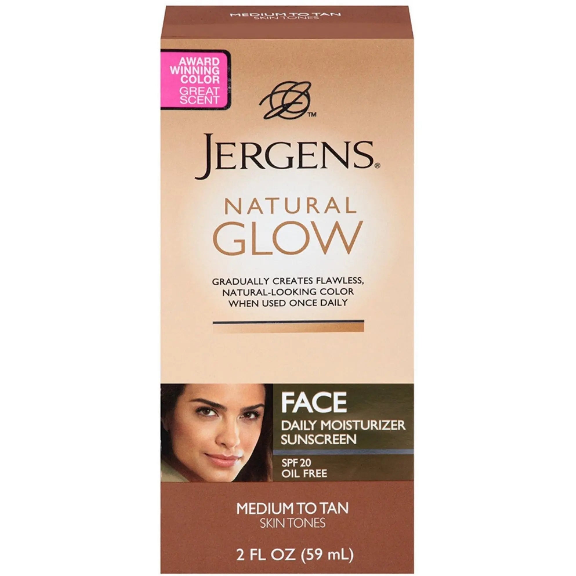 Jergens 2 Pack - Natural Glow Daily Facial Moisturizer SPF 20, Medium To Tan Skin Tones 2 Oz Pasteur Pharmacy