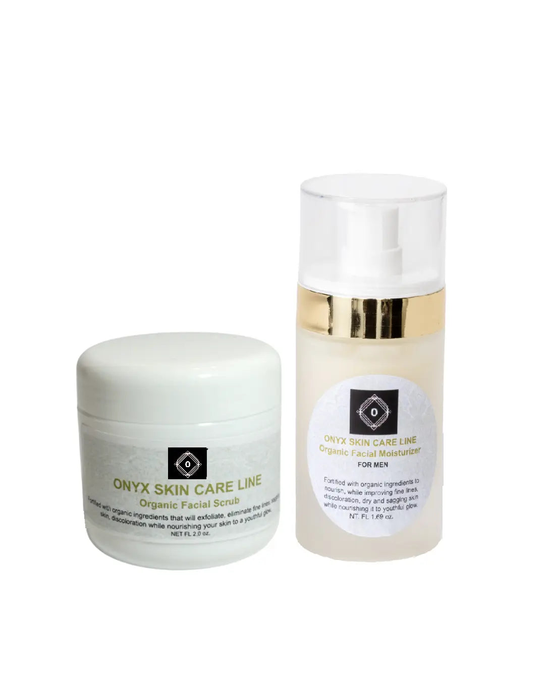 Two-Step Facial System - Scrub and Moisturizer - For MEN Onyx Skin Care Line
