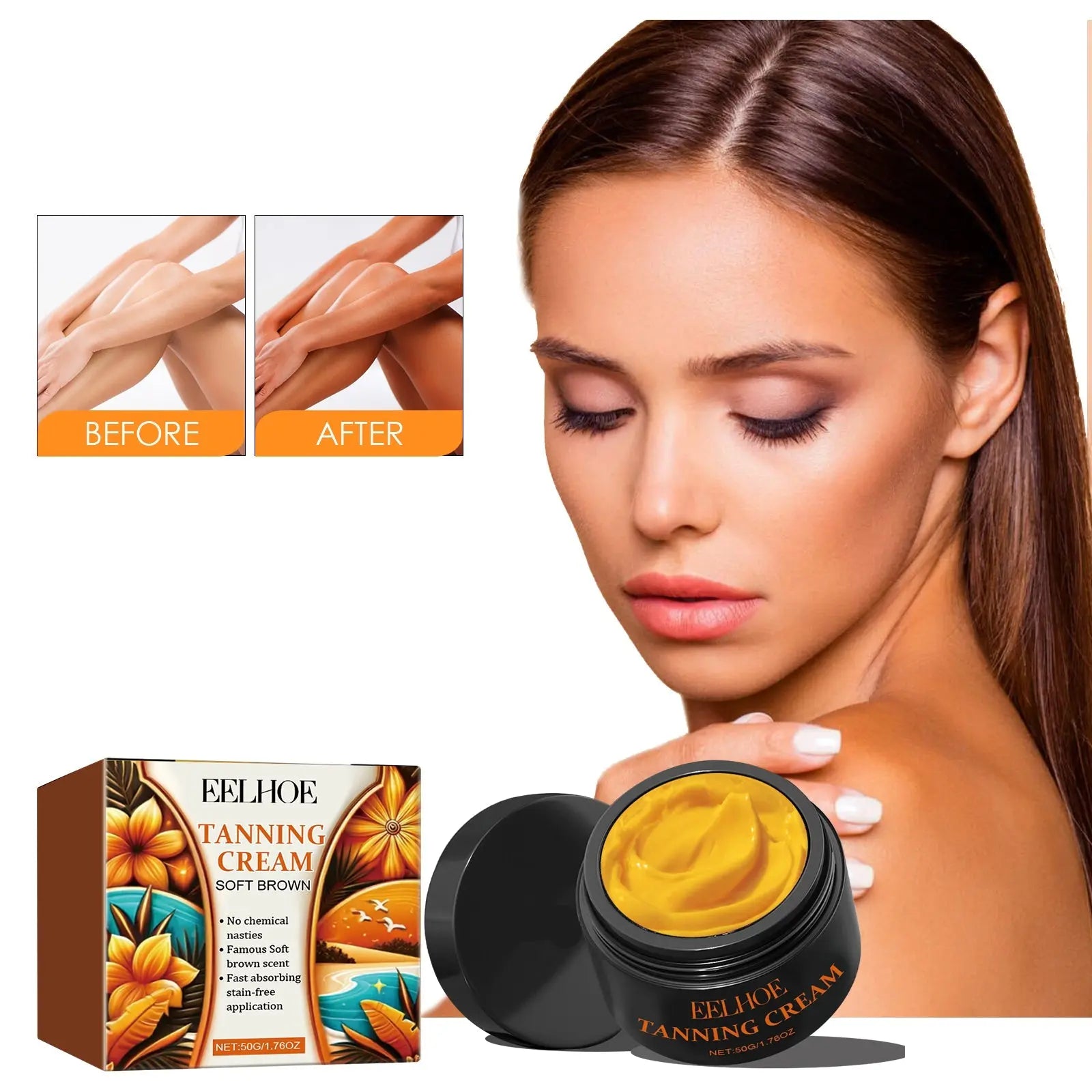 EELHOE Tanning Cream, Outdoor Beach Tanning Help Wheat Tan Moisturizing Black Lotion American Smart