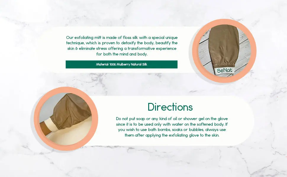 Silk Exfoliating Bath Gloves BeNat