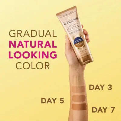 Jergens Natural Glow Skin Firming Moisturizer/Sunless Self Tanning Medium To Tan 7.5 fl oz - Imperfect Container This is Beauty US