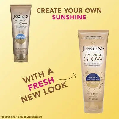 Jergens Natural Glow Skin Firming Moisturizer + Sunless Self Tanning Lotion Fair to Medium 7.5 fl oz - New This is Beauty US