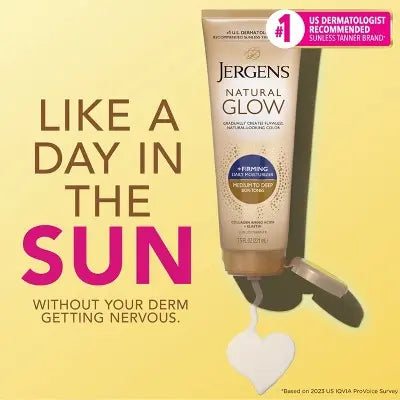 Jergens Natural Glow Skin Firming Moisturizer/Sunless Self Tanning Medium To Tan 7.5 fl oz - Imperfect Container This is Beauty US