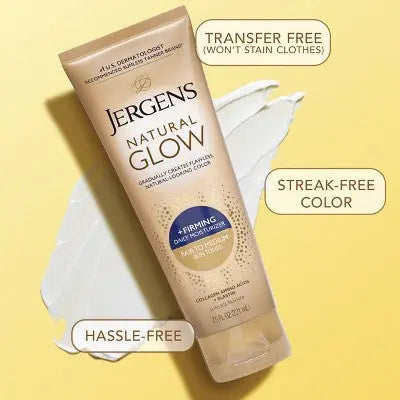 Jergens Natural Glow Skin Firming Moisturizer + Sunless Self Tanning Lotion Fair to Medium 7.5 fl oz - New This is Beauty US