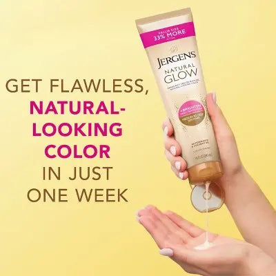 Jergens Natural Glow Brightening Daily Moisturizer + Self Tanner Tanning Lotion 10 fl oz - Imperfect Container This is Beauty US