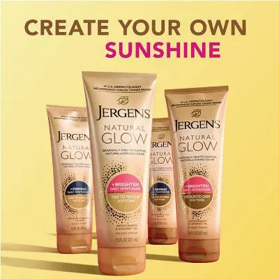 Jergens Natural Glow Skin Firming Moisturizer + Sunless Self Tanning Lotion Fair to Medium 7.5 fl oz - New This is Beauty US