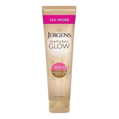 Jergens Natural Glow Brightening Daily Moisturizer + Self Tanner Tanning Lotion 10 fl oz - Imperfect Container This is Beauty US