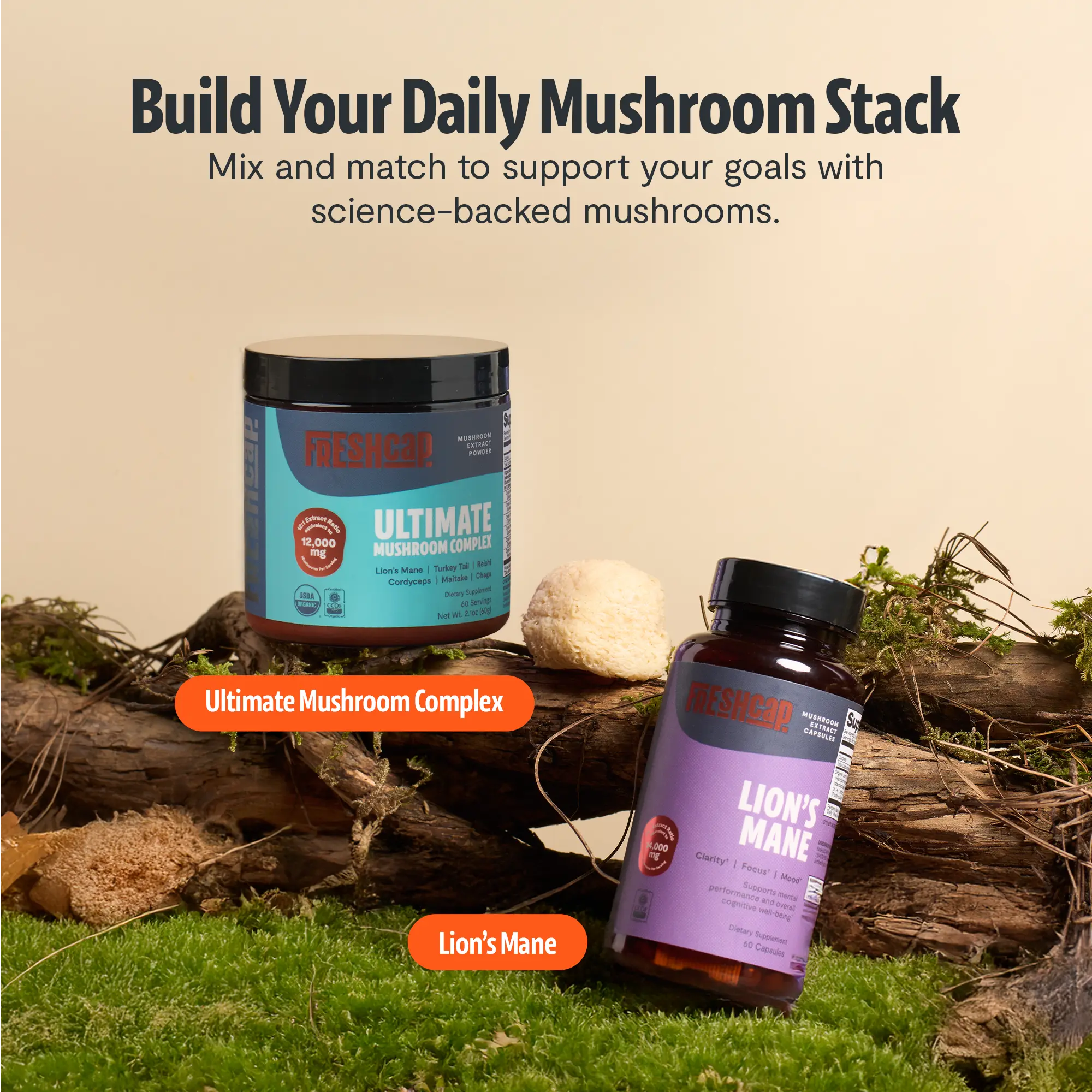 Organic Lion’s Mane Capsules FreshCap Mushrooms