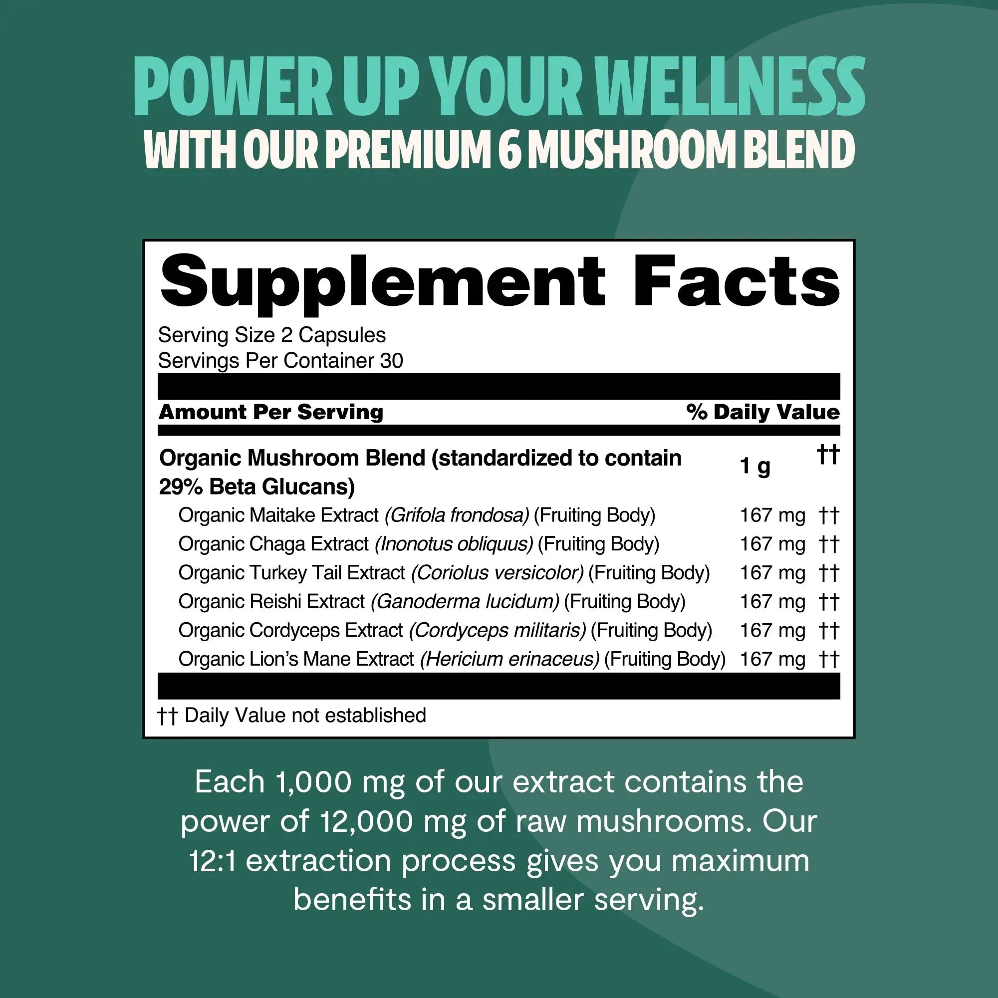Organic Mushroom Complex Supplement Capsules FreshCap Mushrooms