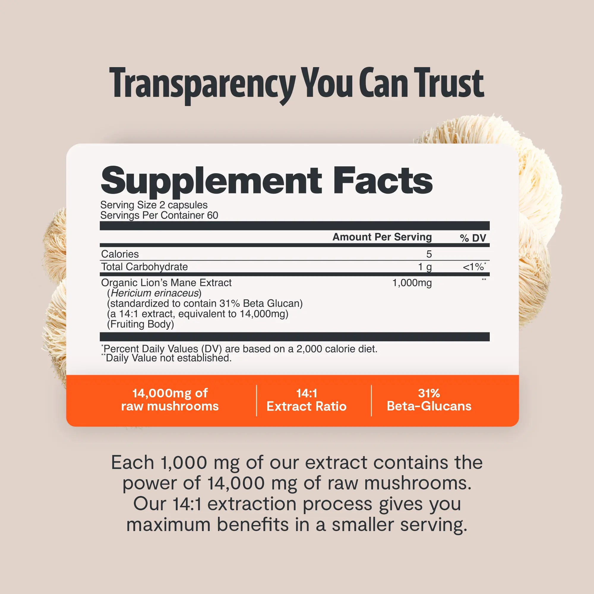 Organic Lion’s Mane Capsules FreshCap Mushrooms