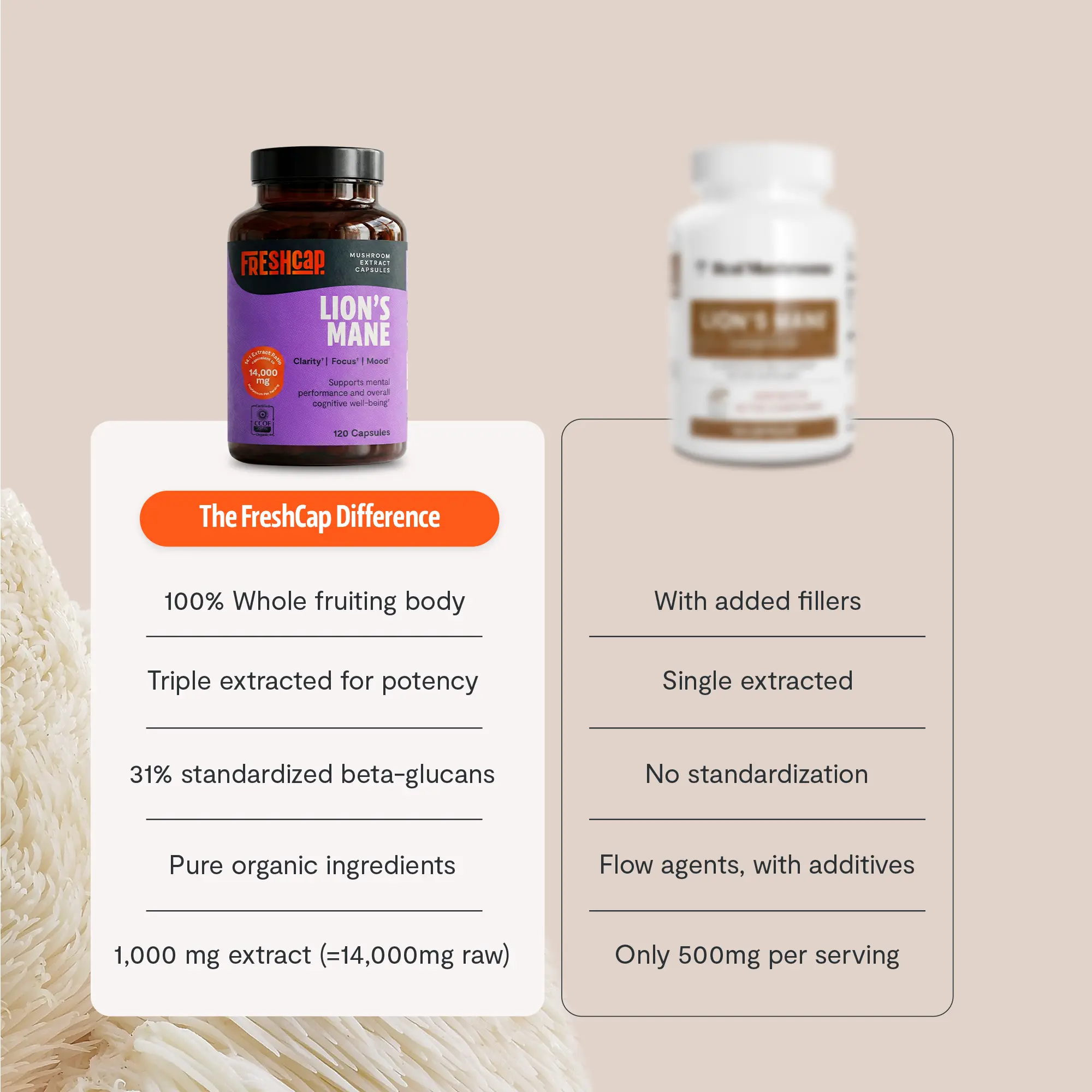 Organic Lion’s Mane Capsules FreshCap Mushrooms