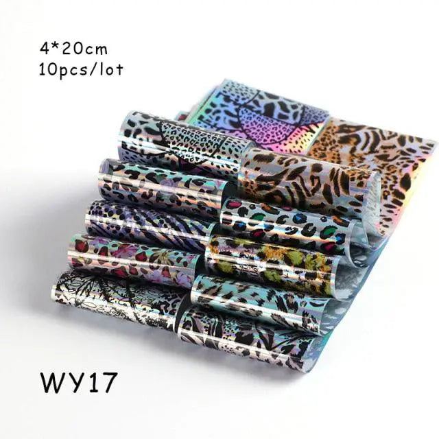 Holographic Nail Foil Transfer Set Sticker Decal Nail Art Foils Designer Marble Nail Decoration Sliders Wraps Manicure  Women Kids Girls Manicure Decoration Nail Art Supplies 3D Self-Adhesive Nail Decals Designer Nail Stickers for Acrylic Nails Stevvex
