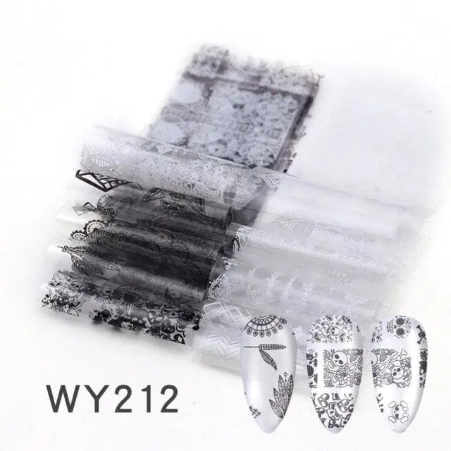 Holographic Nail Foil Transfer Set Sticker Decal Nail Art Foils Designer Marble Nail Decoration Sliders Wraps Manicure  Women Kids Girls Manicure Decoration Nail Art Supplies 3D Self-Adhesive Nail Decals Designer Nail Stickers for Acrylic Nails Stevvex
