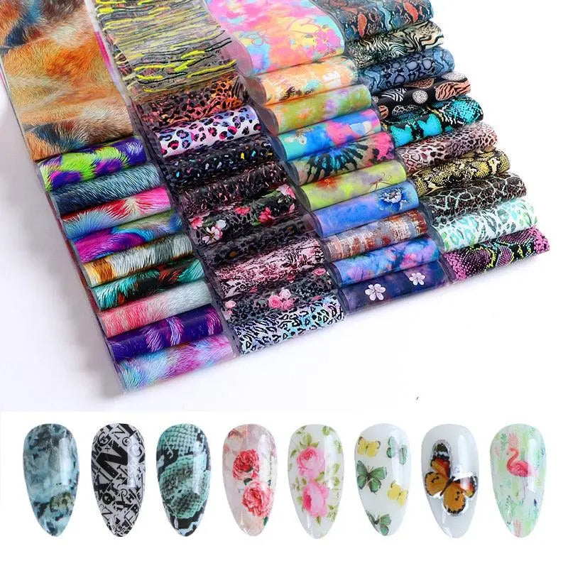 Holographic Nail Foil Transfer Set Sticker Decal Nail Art Foils Designer Marble Nail Decoration Sliders Wraps Manicure  Women Kids Girls Manicure Decoration Nail Art Supplies 3D Self-Adhesive Nail Decals Designer Nail Stickers for Acrylic Nails Stevvex