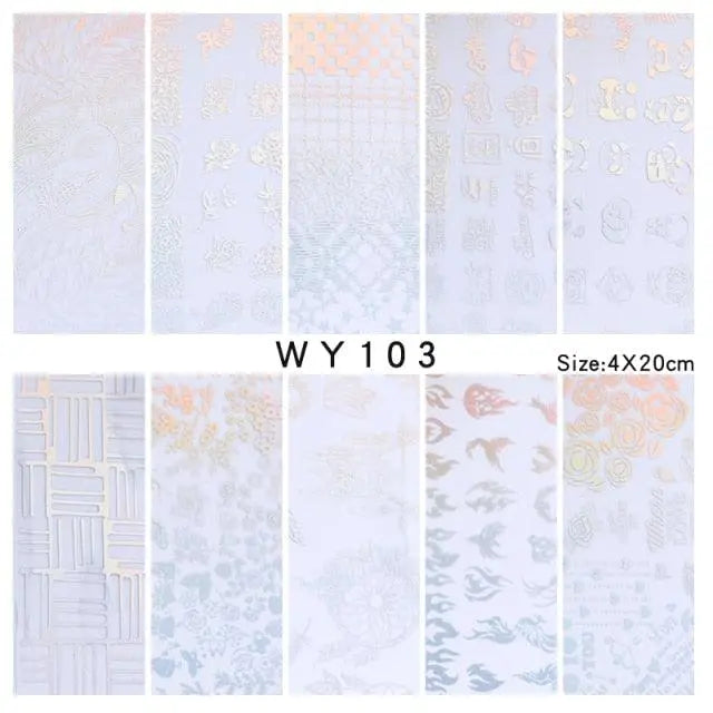 Holographic Nail Foil Transfer Set Sticker Decal Nail Art Foils Designer Marble Nail Decoration Sliders Wraps Manicure  Women Kids Girls Manicure Decoration Nail Art Supplies 3D Self-Adhesive Nail Decals Designer Nail Stickers for Acrylic Nails Stevvex