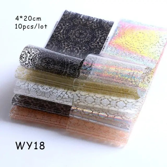 Holographic Nail Foil Transfer Set Sticker Decal Nail Art Foils Designer Marble Nail Decoration Sliders Wraps Manicure  Women Kids Girls Manicure Decoration Nail Art Supplies 3D Self-Adhesive Nail Decals Designer Nail Stickers for Acrylic Nails Stevvex