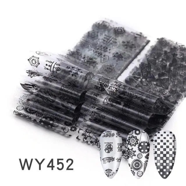 Holographic Nail Foil Transfer Set Sticker Decal Nail Art Foils Designer Marble Nail Decoration Sliders Wraps Manicure  Women Kids Girls Manicure Decoration Nail Art Supplies 3D Self-Adhesive Nail Decals Designer Nail Stickers for Acrylic Nails Stevvex