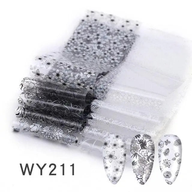 Holographic Nail Foil Transfer Set Sticker Decal Nail Art Foils Designer Marble Nail Decoration Sliders Wraps Manicure  Women Kids Girls Manicure Decoration Nail Art Supplies 3D Self-Adhesive Nail Decals Designer Nail Stickers for Acrylic Nails Stevvex