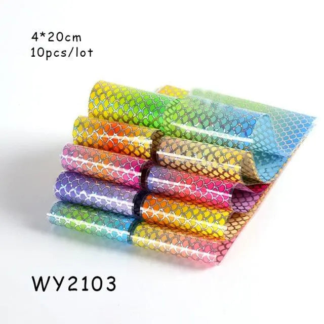 Holographic Nail Foil Transfer Set Sticker Decal Nail Art Foils Designer Marble Nail Decoration Sliders Wraps Manicure  Women Kids Girls Manicure Decoration Nail Art Supplies 3D Self-Adhesive Nail Decals Designer Nail Stickers for Acrylic Nails Stevvex