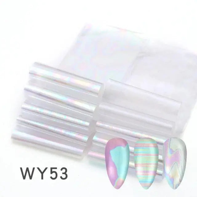 Holographic Nail Foil Transfer Set Sticker Decal Nail Art Foils Designer Marble Nail Decoration Sliders Wraps Manicure  Women Kids Girls Manicure Decoration Nail Art Supplies 3D Self-Adhesive Nail Decals Designer Nail Stickers for Acrylic Nails Stevvex