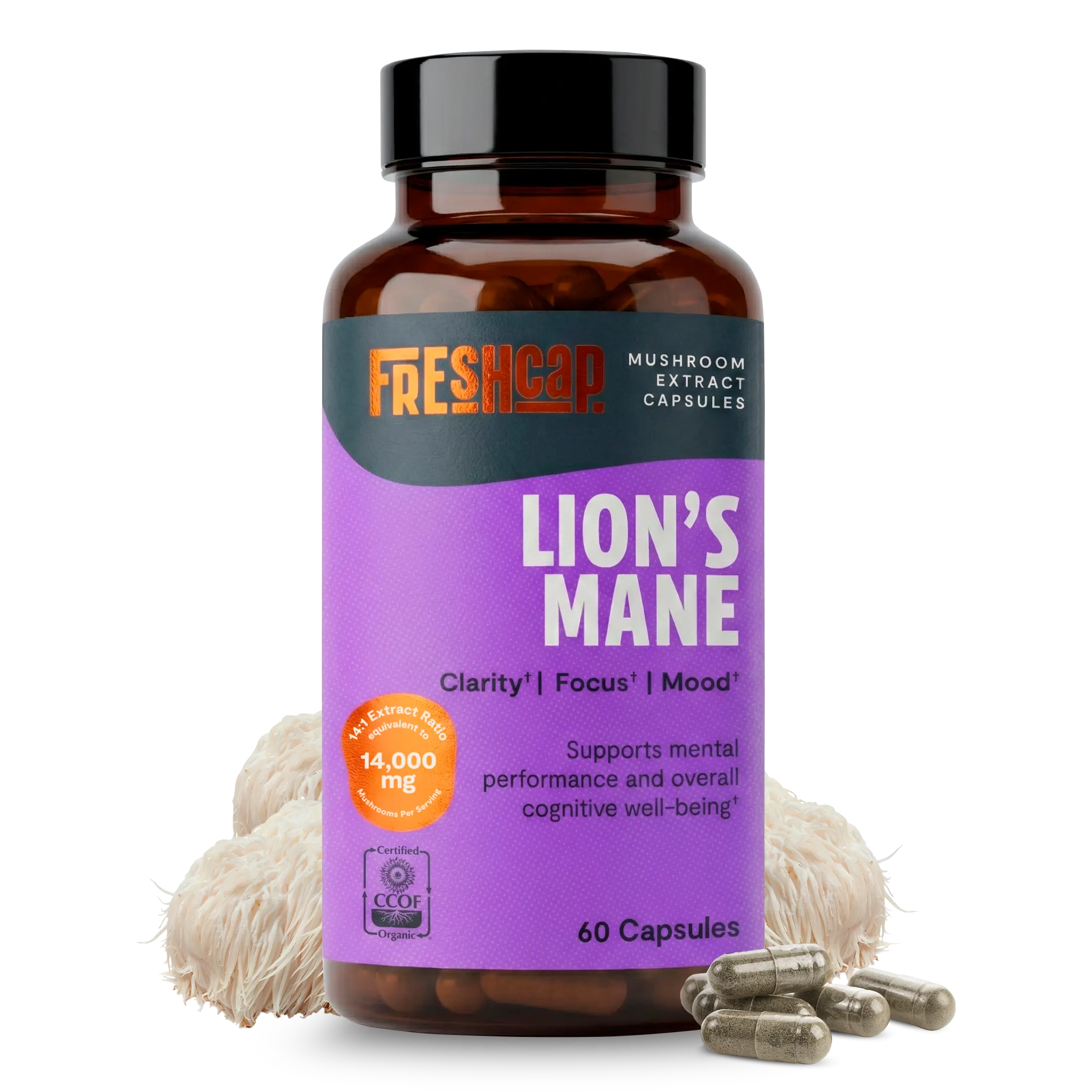 Organic Lion’s Mane Capsules FreshCap Mushrooms