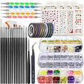 JOYJULY Nail Art Brushes Kit with Rhinestones Stickers Glitters Multi Deal US