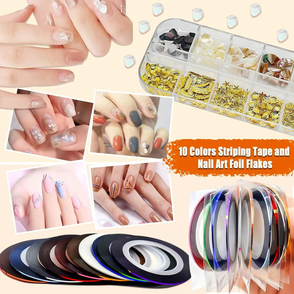 JOYJULY Nail Art Brushes Kit with Rhinestones Stickers Glitters Multi Deal US