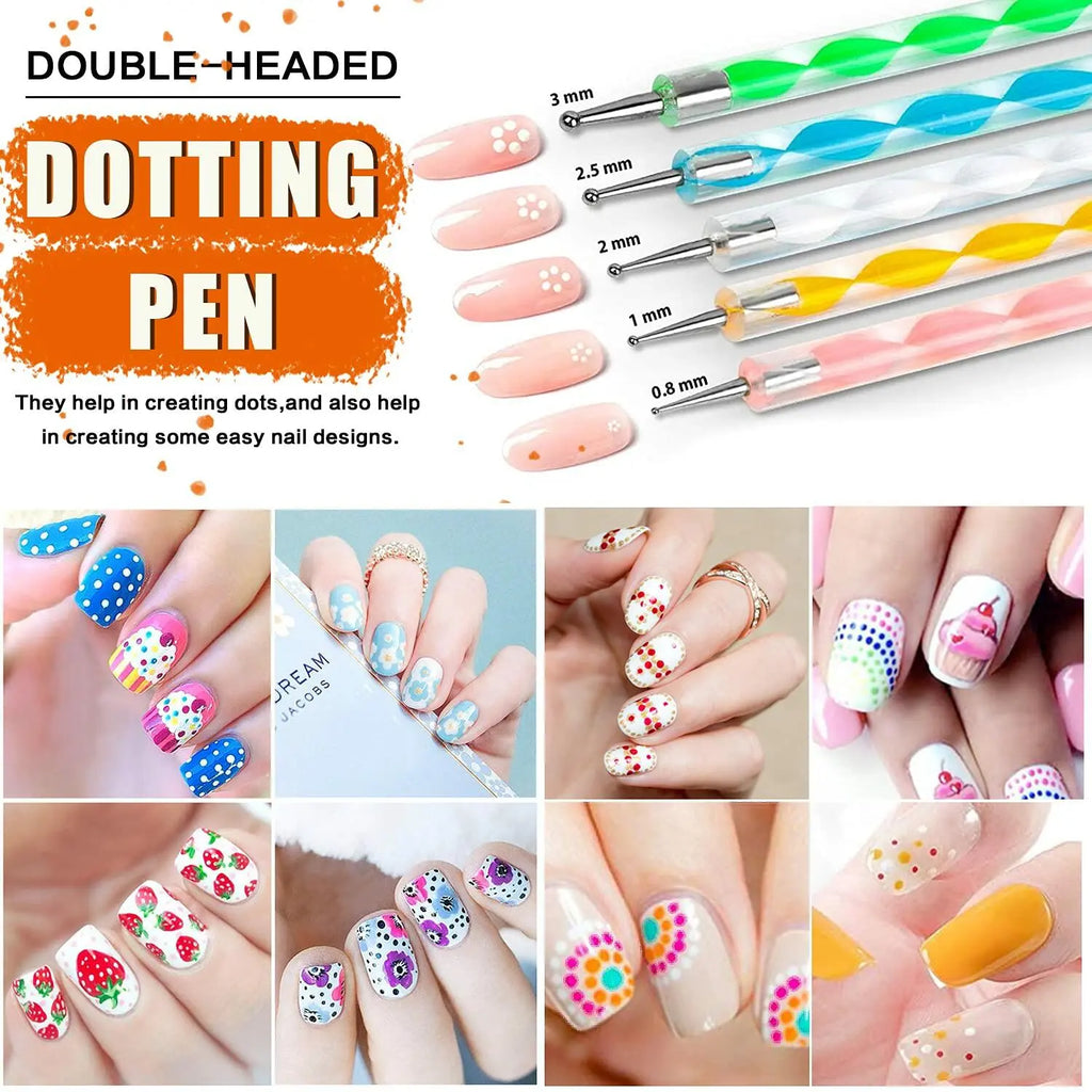 JOYJULY Nail Art Brushes Kit with Rhinestones Stickers Glitters Multi Deal US