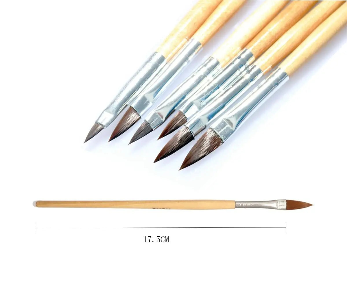 cutegodess Nail Art Brush 6PCS Nylon Wood Handle Acrylic Manicure Bronze Deal US