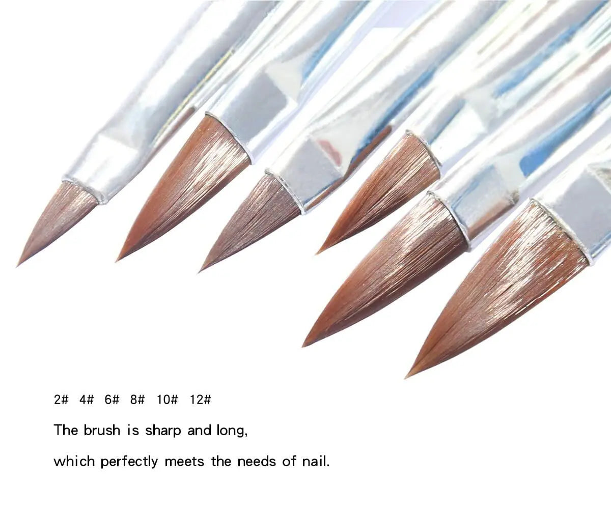 cutegodess Nail Art Brush 6PCS Nylon Wood Handle Acrylic Manicure Bronze Deal US