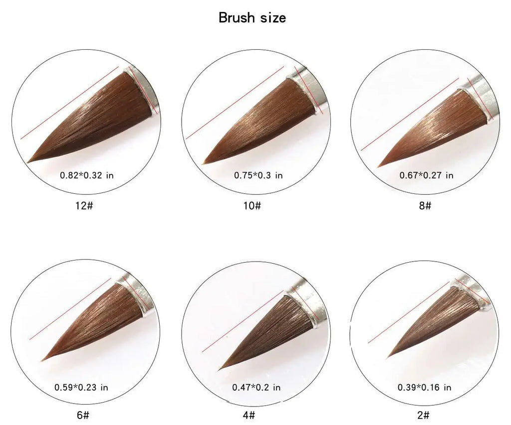 cutegodess Nail Art Brush 6PCS Nylon Wood Handle Acrylic Manicure Bronze Deal US