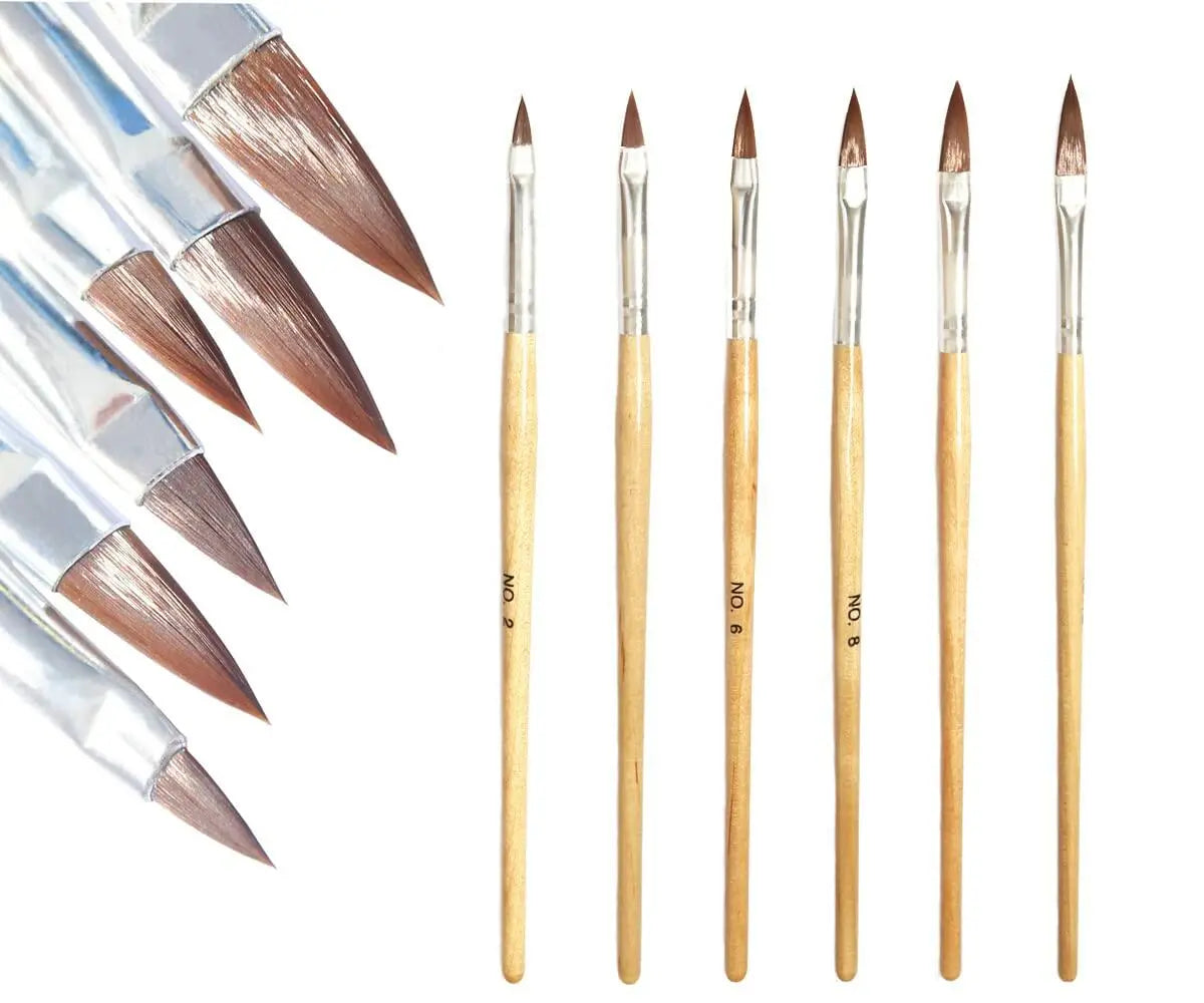 cutegodess Nail Art Brush 6PCS Nylon Wood Handle Acrylic Manicure Bronze Deal US