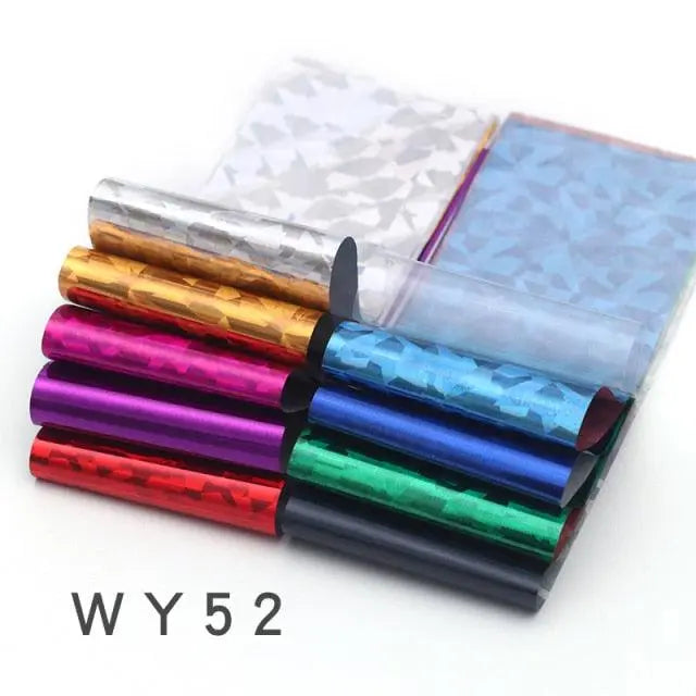 Holographic Nail Foil Transfer Set Sticker Decal Nail Art Foils Designer Marble Nail Decoration Sliders Wraps Manicure  Women Kids Girls Manicure Decoration Nail Art Supplies 3D Self-Adhesive Nail Decals Designer Nail Stickers for Acrylic Nails Stevvex
