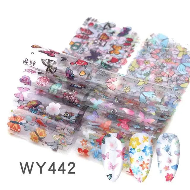 Holographic Nail Foil Transfer Set Sticker Decal Nail Art Foils Designer Marble Nail Decoration Sliders Wraps Manicure  Women Kids Girls Manicure Decoration Nail Art Supplies 3D Self-Adhesive Nail Decals Designer Nail Stickers for Acrylic Nails Stevvex