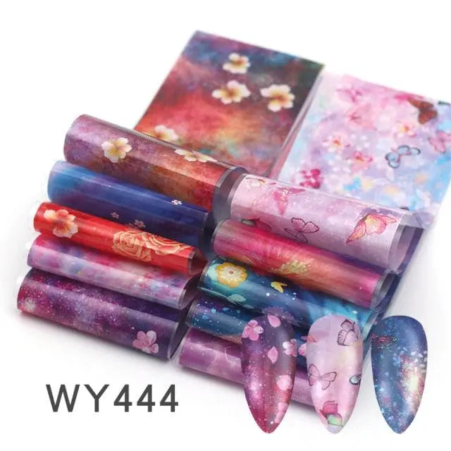 Holographic Nail Foil Transfer Set Sticker Decal Nail Art Foils Designer Marble Nail Decoration Sliders Wraps Manicure  Women Kids Girls Manicure Decoration Nail Art Supplies 3D Self-Adhesive Nail Decals Designer Nail Stickers for Acrylic Nails Stevvex