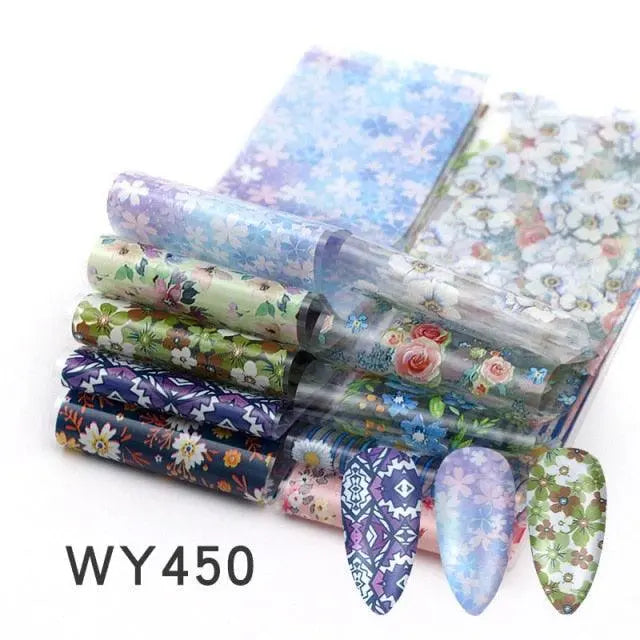 Holographic Nail Foil Transfer Set Sticker Decal Nail Art Foils Designer Marble Nail Decoration Sliders Wraps Manicure  Women Kids Girls Manicure Decoration Nail Art Supplies 3D Self-Adhesive Nail Decals Designer Nail Stickers for Acrylic Nails Stevvex
